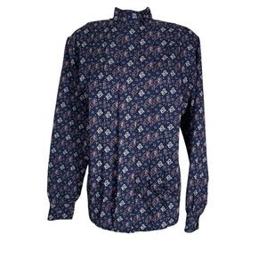 VTG 80’s Pykettes Blue Paisley Pleated Front Blouse Sz 12 Secretary Geek